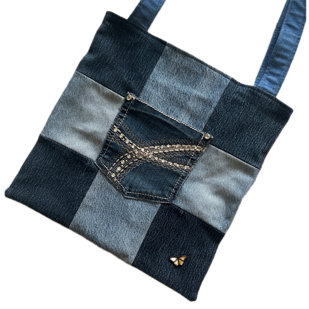 Tote Bag: Patterned Lining - Butterfly Patch - Tw… - image 3